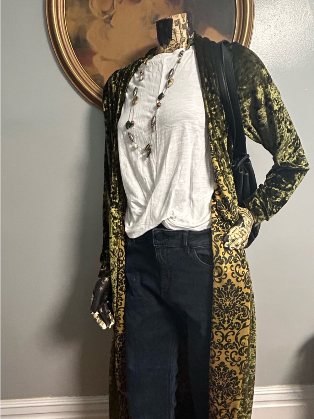 Panache Olive Green Velvet Duster